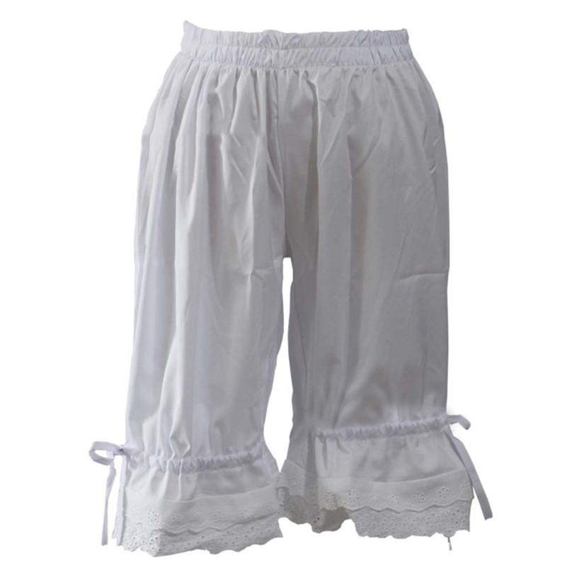 

Очаровательные летние модные женские ретро-дворцовые брюки с эластичной талией и кружевом, повседневные свободные, удобные, средней длины S белый
