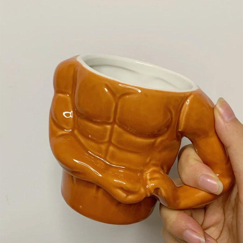 Ceramic Coffee Cup – Cute Belly and Muscle Man Mugs – Fun Home Decoration