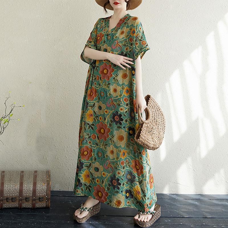 XITAO Print Casual V-neck Dress ZMY1109