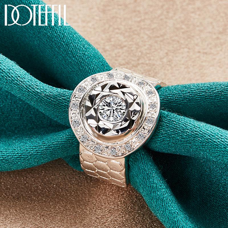 925 Sterling Silver Round AAA Zircon Ring, Fashionable Wedding Jewelry