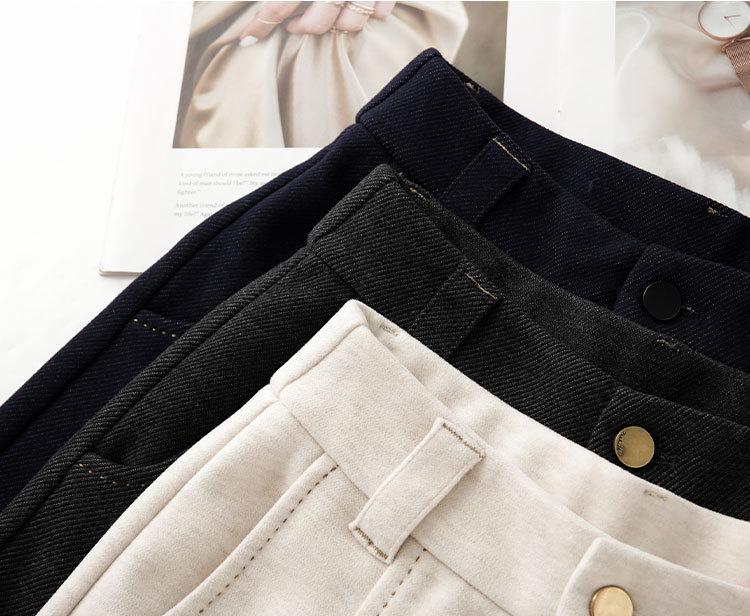 Women's Slim Fit Acetate Wool Cigarette Pants - Autumn/Winter Straight-Leg Casual Trousers