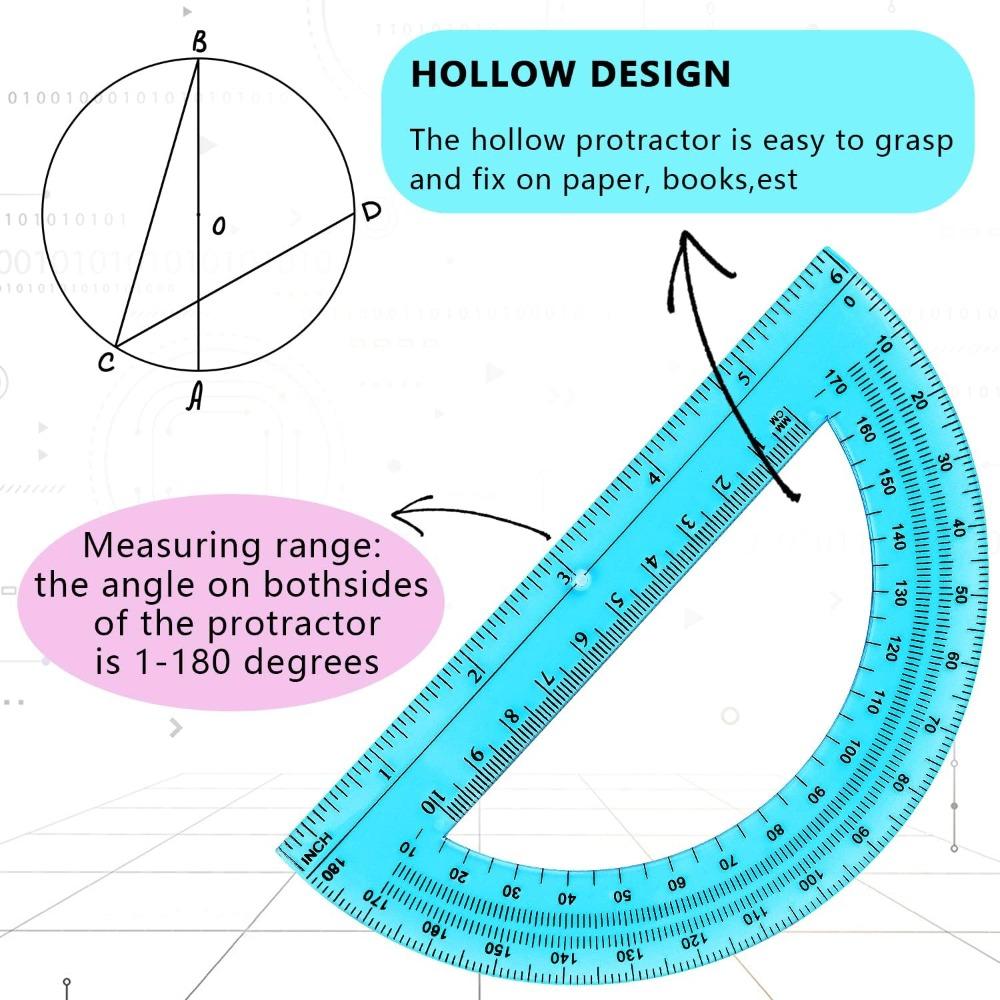 180 Degrees Math Protractors Translucent Plastic Protractor Angle   Measurement