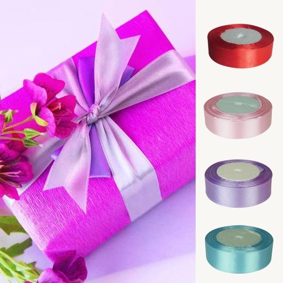 Široká 1 palcová široká barevná saténová stuha šití 25 yardů Svatba Narozeninová párty dekorace