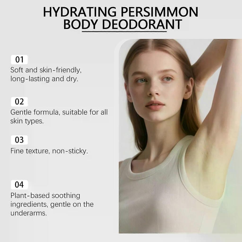 Persimmon Body Deodorant  All-Natural Aluminum-Free Formula for Men & Women, Japanese Persimmon Extract To Eliminate Body Odor & Old People Smell, Ext