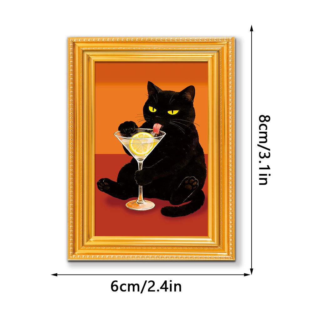Quirky Black Cat 3D Wooden Photo Frame Magnet Decor