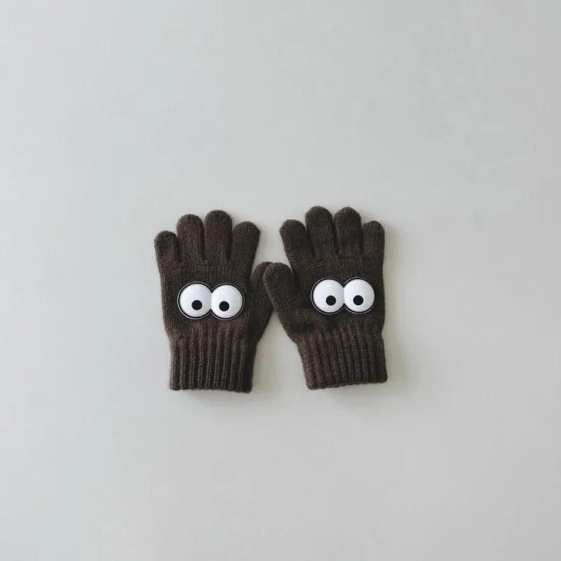 3-7Y Autumn Winter Children's Funny Gloves Autumn Winter Boys and Girls' Fingered Warm Knitted Woolen Five Finger Baby Gloves
