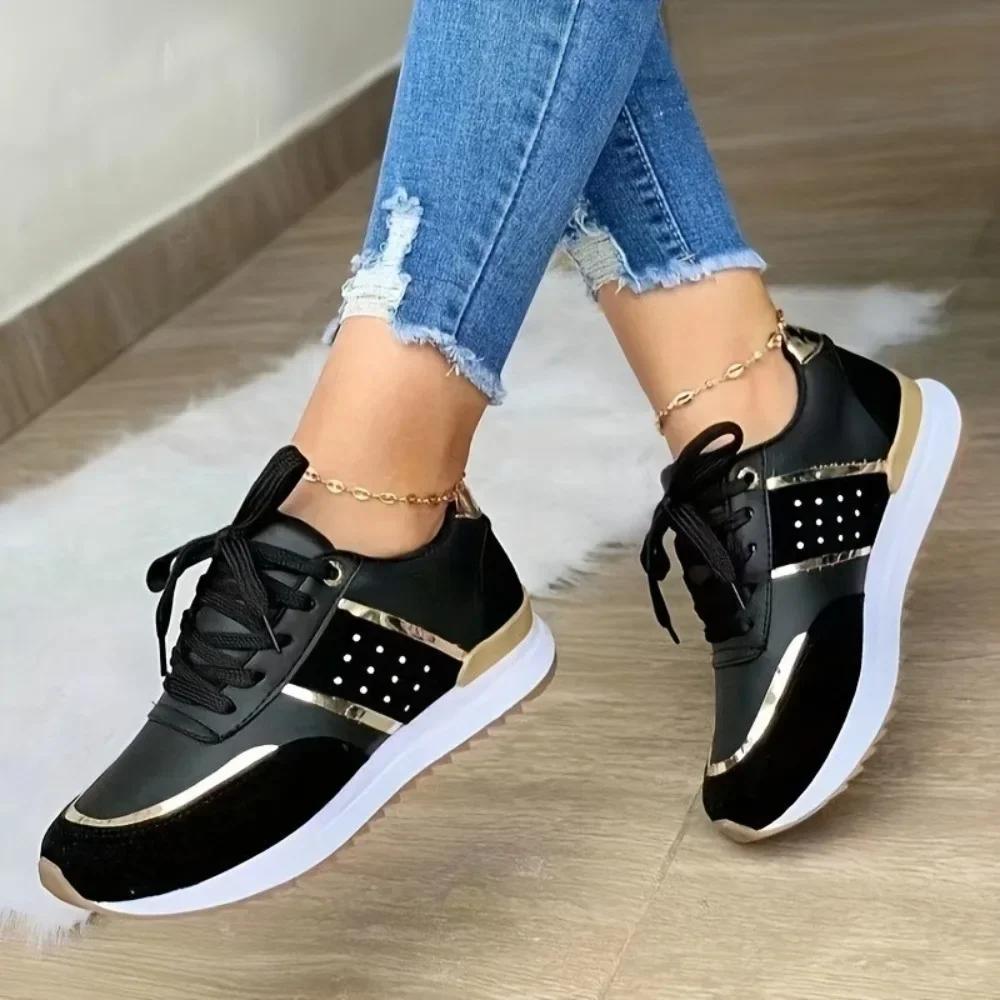 Women Sneakers  Shoes Leather Patchwork Casual Platform Sport Shoes Ladies Zapatillas Mujer Outdoor Running Vulcanized Women