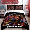 3pcs Duvet Cover Set (1*Duvet Cover + 2*Pillowcase, Without Core), Custom Name Five Nights At Freddy's Pattern Bedding Set, Home Bedroom Decor Gift
