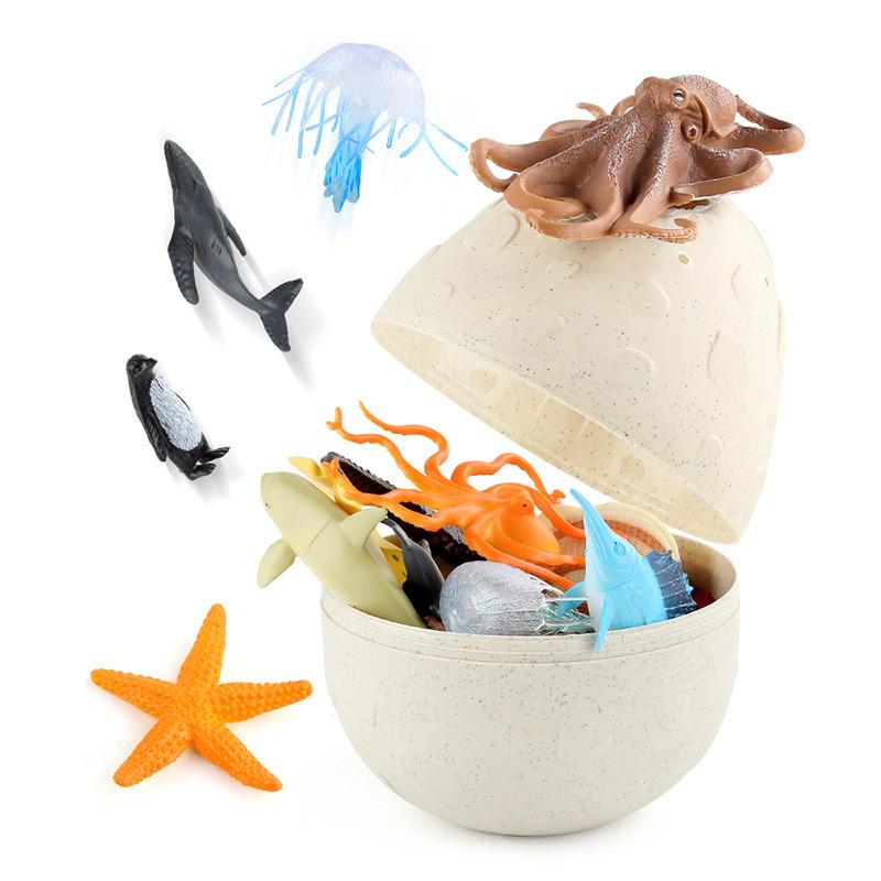 Dolphins Sharke Penguins Children Marine Animal Figures Set Model Toys Decor