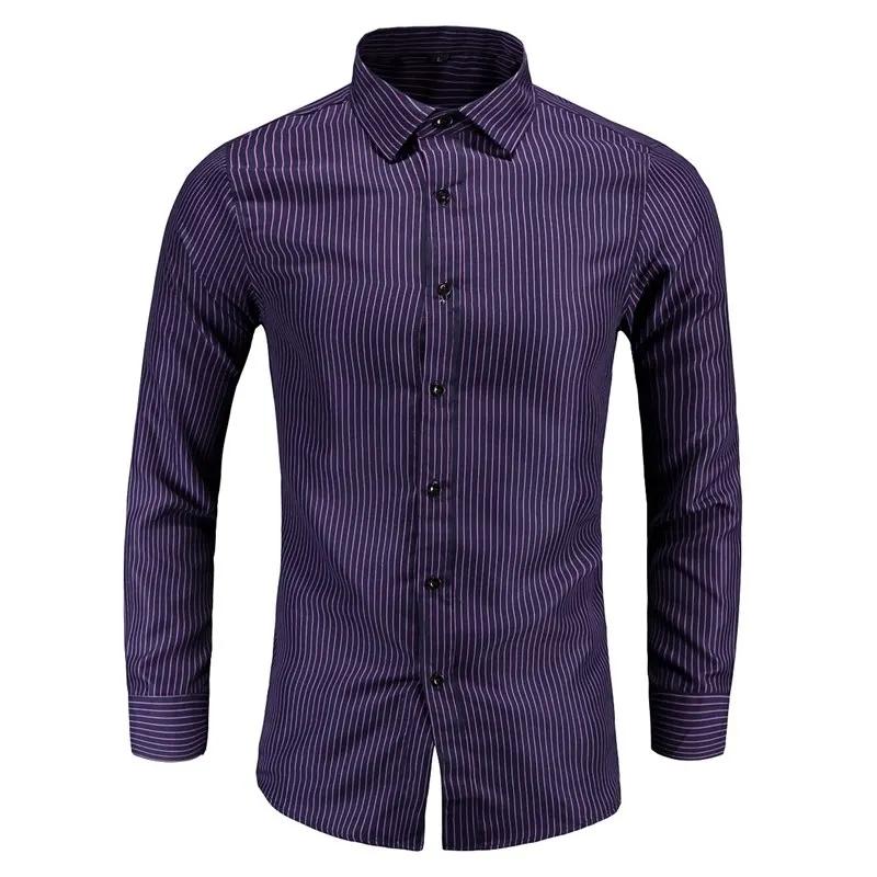 2026 Spring Summer Men's Long Sleeve Shirt Men Casual Business Striped Shirt Fashion Male Slim Fit Oversized Shirt 4Xl
