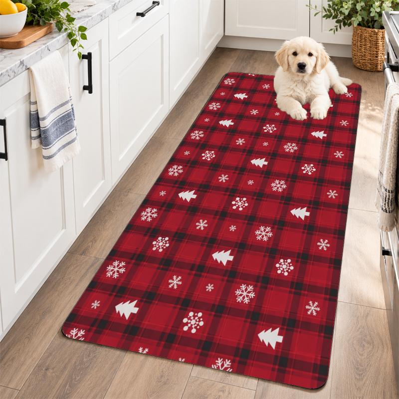 Flannel Kitchen Mat Christmas Soft Area Rug Non Slip Floor Carpet Home Decoration