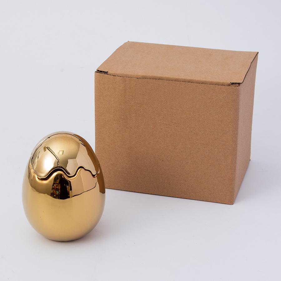 Ceramic eggshell candle container ornament with lid, high aesthetic value aromatherapy candle cup