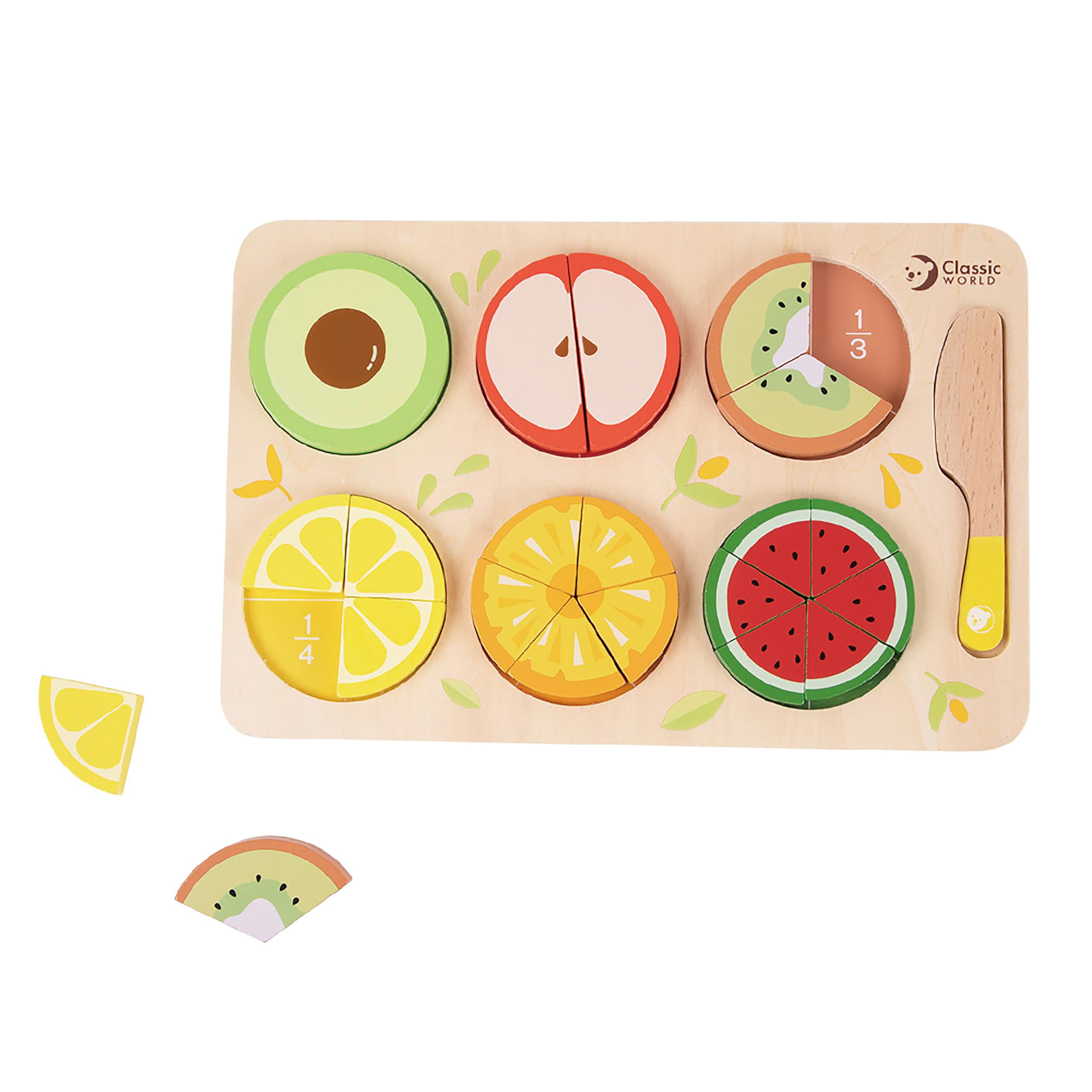 

Classic World Fruity Fractions Fraction Puzzle, Shape-Matching Puzzle, Fractions, Fruit, Pretend Play, Montessori, Girls, Boys, Ages 1, 2, and 3,