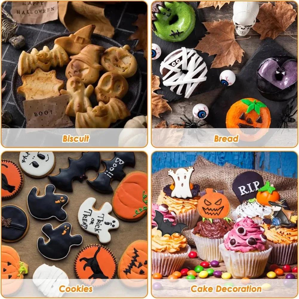 12PCS Halloween Stainless Steel Cookie Mold Cartoon Cookie Cutter Pumpkin Bat Ghost Spider Web Baking Molds Kitchen Baking Tools