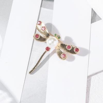 Libellen-Brosche Strassstein Faux-Perlen-Dekor Anzug Mantel Kragen Kleid Hut Dekoration