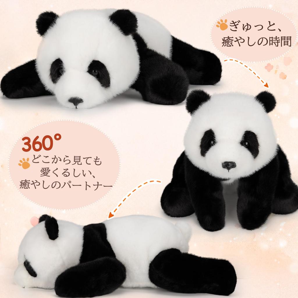 Homehalo Panda Plush Toy Hugging Pillow - Small, Cute, Fluffy, Weighted Beads, Comfortable, Cozy, and Fun Cuddle Pillow - Great for Birthdays, Gifts,