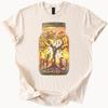 Fairy Lantern Jar Graphic T Shirt Magical Tree Silhouette Firefly Forest Art Tee Whimsical Nature Fantasy Shirt Gift for Her or Him