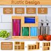 Ziploc Bag Storage Organizer, 4-Piece Sandwich Bag Organizer, Premium Bamboo Plastic Bag Organizer for Drawers, Perfect for Gallons, Quarts, Sandwiche