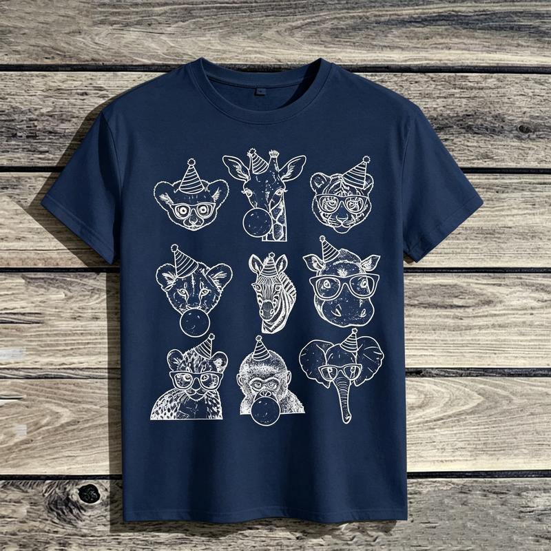 Animal Party Zoo Animals Graphic TShirt for Unisex Unisex Kids 100 Cotton Soft Breathable Casual Summer Streetwear Gift