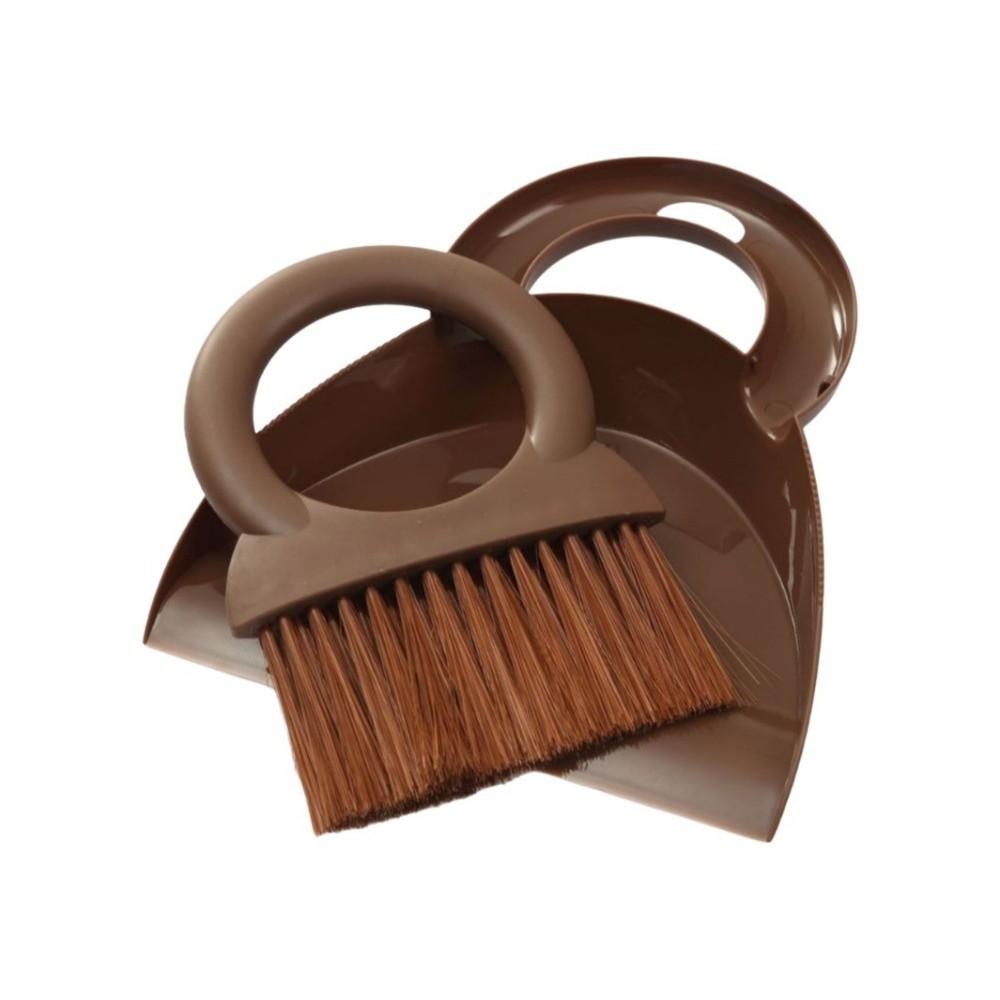 Handheld Mini Dustpan and Brush Set Flexible Handheld Sweeping Brush  Keyboard Cleaning кофейный