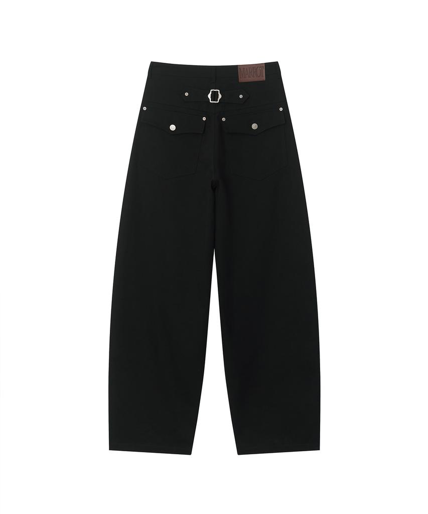 MARROT Curved Cotton Pants_Black