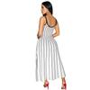 Retro Stripe Patchwork Backless Slip Dress - Color Block Sleeveless Long Slim Fit