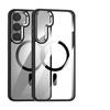Magnetic Snap-On Phone Case Galaxy S24 Ultra Plus TPU Bumper With Metal Camera Ring Transparent Hard PC Back