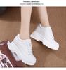 8cm Leather Microfiber Women Casual Shoes Platform Wedge Hidden Heel Summer Shoes Platform Chunky Sneakeers Fashion White