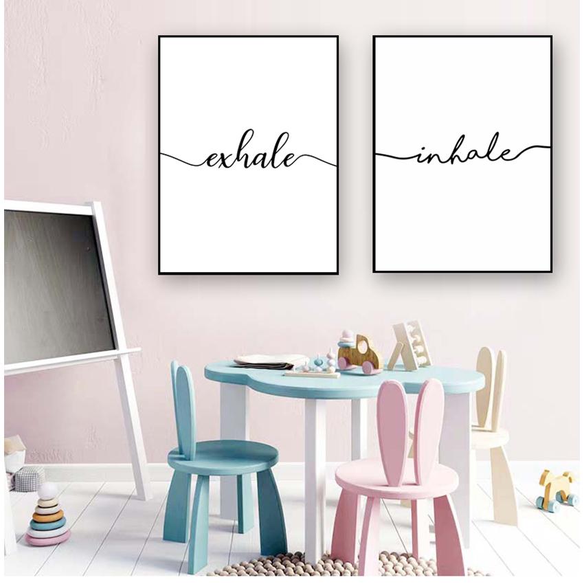 Nordic Room Decoration Inhale Exhale Black White Minimalist Canvas Wall Art Canvas Print Decorativev Picture Painting Wholesale