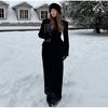 Lapel Single-breasted Long Ladies Coat Fashion All-match Solid Color Thick Coat Autumn and Winter New Ladies Long Jacket