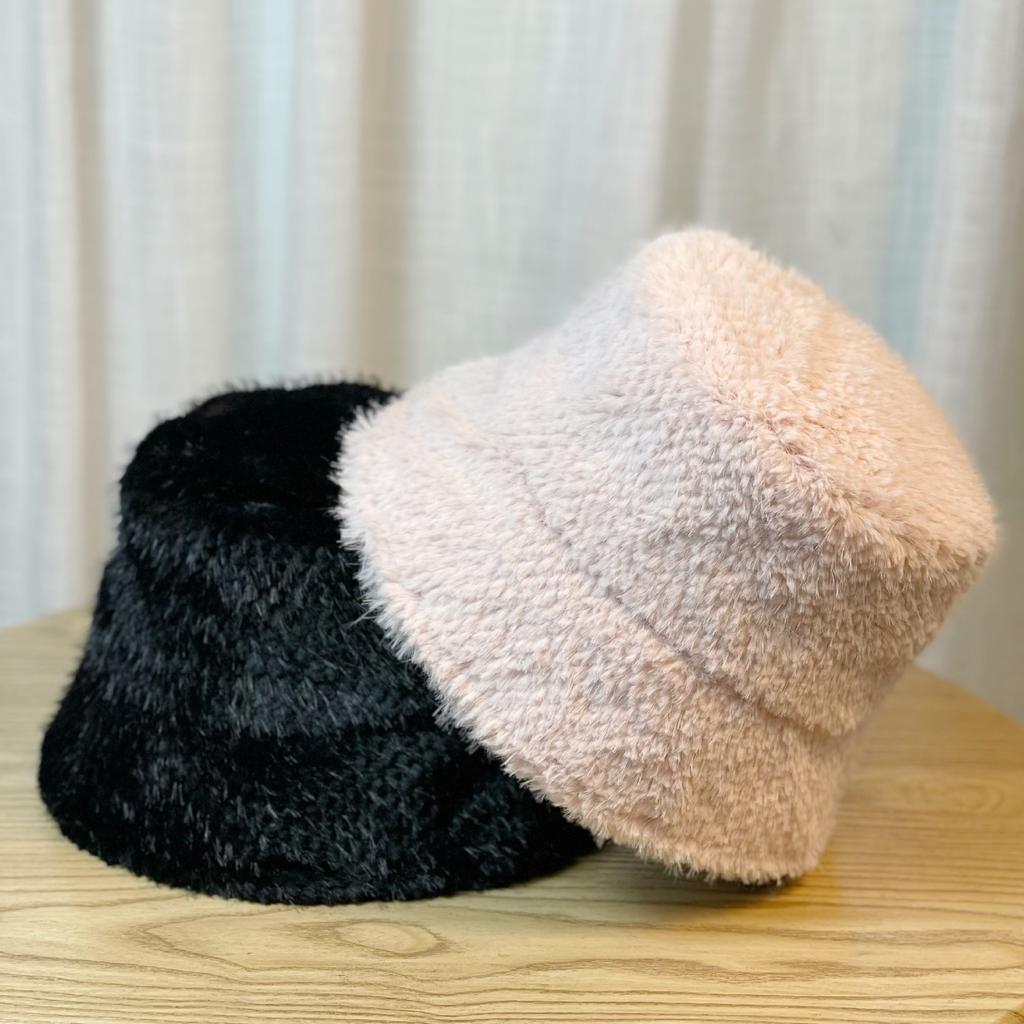 Nowy Styl Kapelusz Rybacki Damski Zimowy Futro Norki Wszechstronny Kapelusz Typu Basin Japoński Jednolity Kolor Pogrubiony Kapelusz Bucket Zimowy Modny