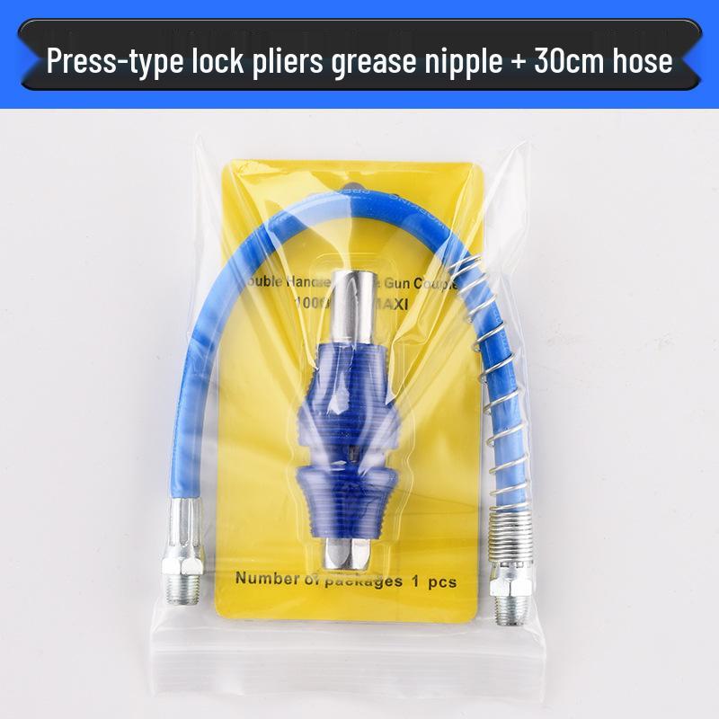 High-Pressure Grease Gun Nozzle with Locking Pliers and Self-Locking Flat Head