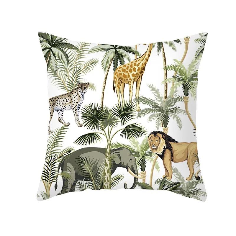 Tropical Rainforest Plant and Animal Print Pillowcases Sofa Cushion Covers Bedroom Children's Room Home Decoration