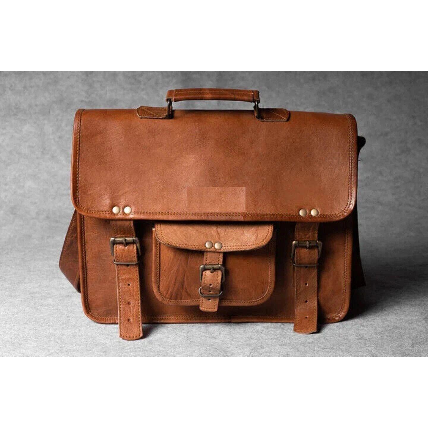 

Мужская сумка-мессенджер через плечо для колледжа/школы, портфель, винтажная кожаная сумка для ноутбука 13 x 10 x 4 in