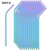 50pcs Colorful Drinking Straw Set 304 Stainless Steel Straws Milk Shake Fruit Juice Tea Cocktail Straw Kitchen Bar Accessories
