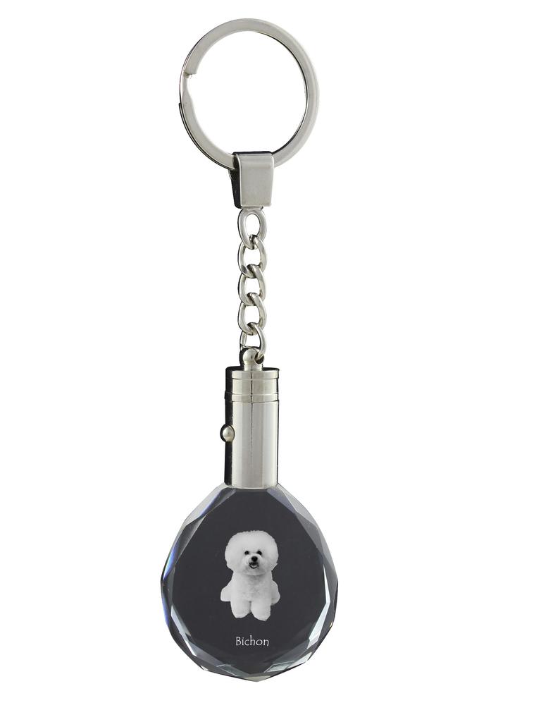 Bichon Frise, Bichon Tenerife, Bichon a Poil Frise - Pendant with a Photo of a Dog, Crystal Key Ring In a Gift Box, a Unique Gift by Art-Dog