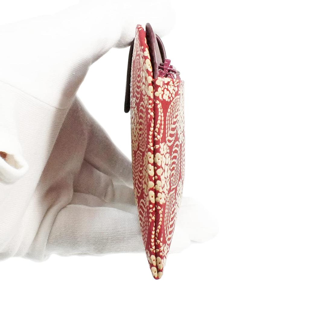 Inden Long Wallet Bundle L Thin Deerskin Red x White Lacquer Hydrangea Pattern [Indenya] 2107-13-174