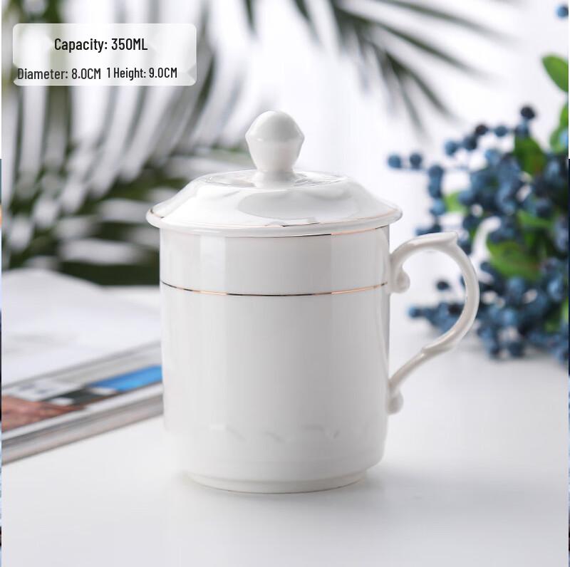 MOLUONA White Ceramic Teacup Set with Lid