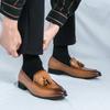 Fashion Tassel Dress Loafers Brown Slip-on Comfortable Men Leather Shoes High Quality Casual Driving Shoes Fashion Designer Men Moccasin