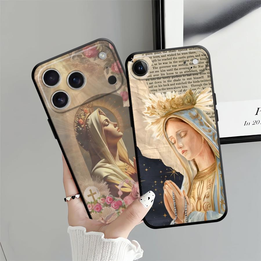 Blumen Madonna Hülle für Apple iPhone 17 Pro Max XR XS MAX 11 13 16 15 Pro 7 8 14 Air 12 Funda Handyhülle