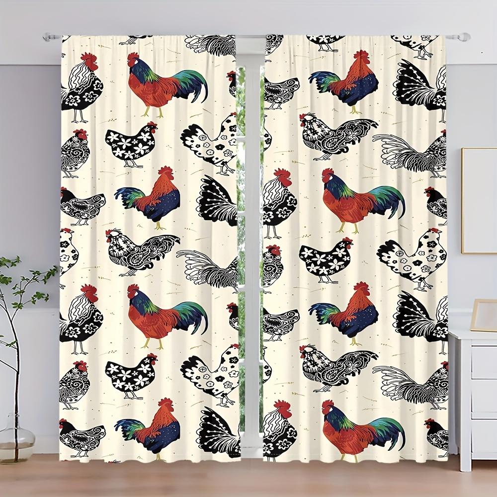 2 szt. Farma Słodki Pies Kot Mały Kogut Kura Nadruk Zasłona Drukowana Cyfrowo Poliestrowa Zasłona do Salonu Kuchni Sypialni Jadalni