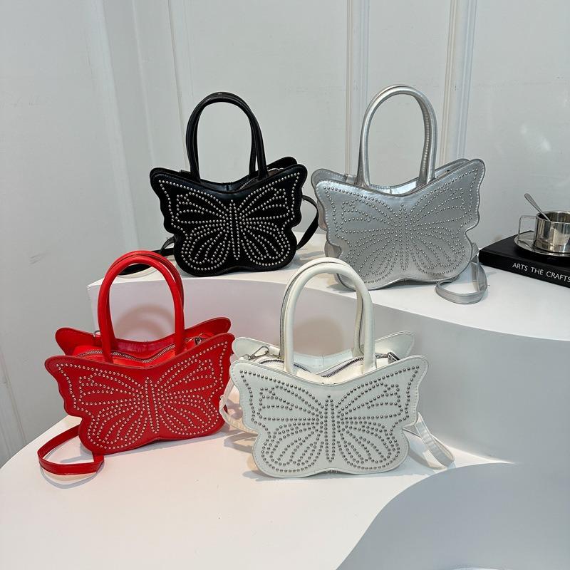 Bow Tote Square Bag Dámská Rivet Fashion taška přes rameno Crossbody kabelka