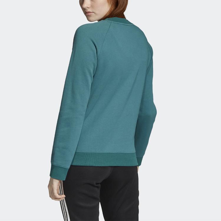 Adidas Originals Trefoil Crew Color Block Logo Pullover Sports Sweatshirt Women sweatshirt Green ED7551