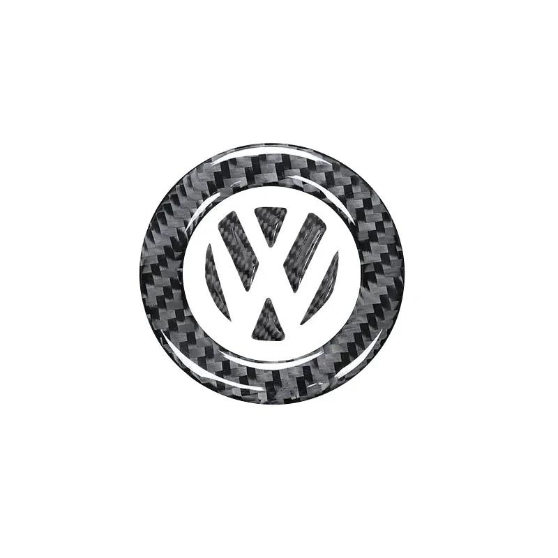 O7·Carbon Fibre Car Emblem Steering Wheel Decoration Sticker Accessories For Volkswagen Polo Arteon Tiguan Golf Touareg GTI Amarok