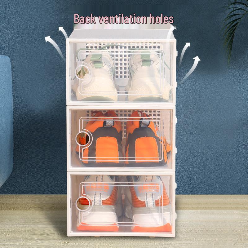 Transparent Building Block Style Shoe Storage Box - Dustproof Plastic Organizer Cabinet for Home