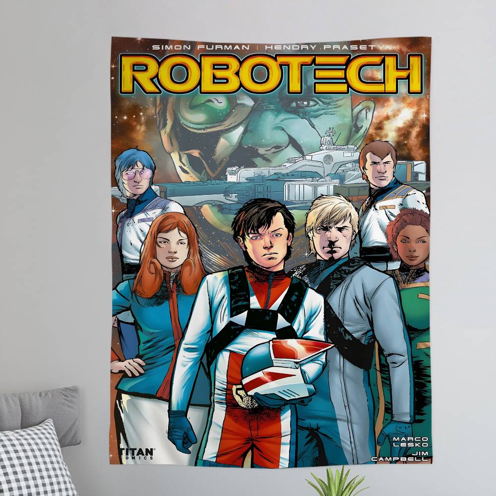 Anime Robotech Tapestry Art Printing Japanese Wall Tapestry Anime Wall Hanging Home Decor