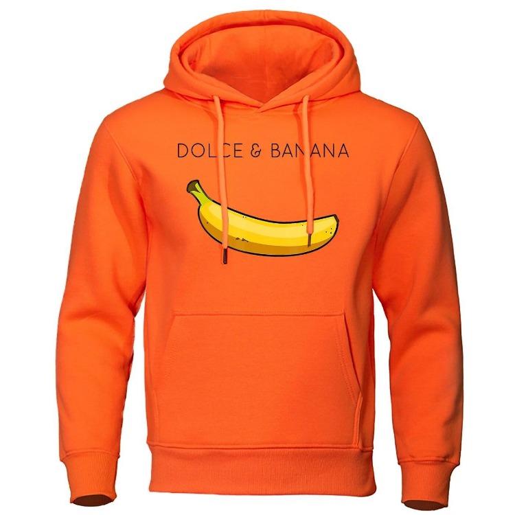 Fashion Women Hoodies Dolce Banana Printing Fleece Sweatshirt Loose Pullover Tops Warm Casual Pocket Sportswear Autumn