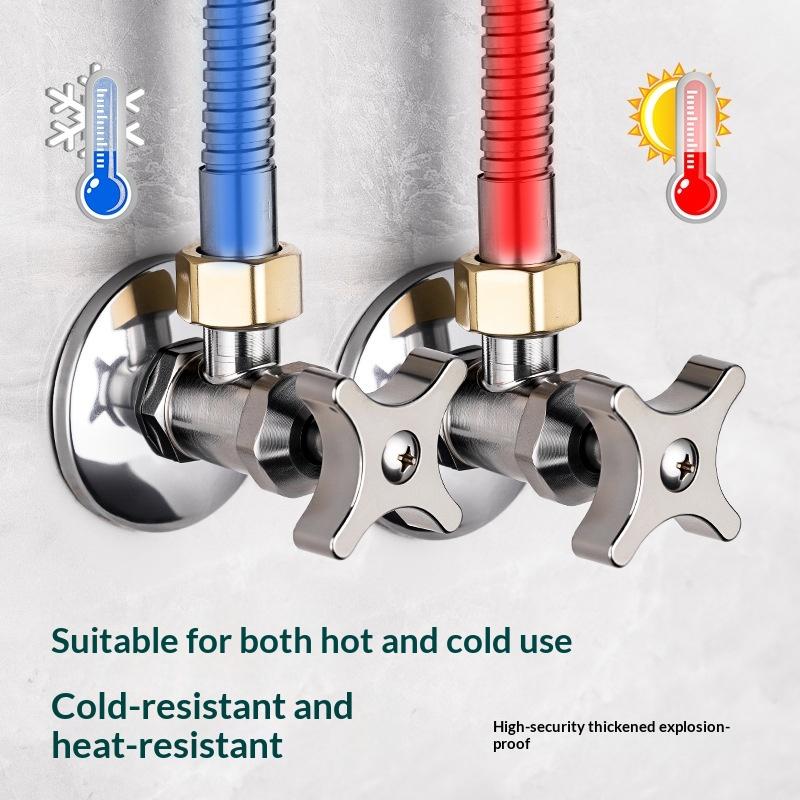 1 Set Thickened Triangle Valve For Hot And Cold Water Stainless Steel Bathroom Quick Opening Triangle Valve Faucet Accessories