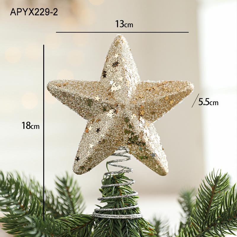 Cross-Border Glitter Powder Christmas Tree Topper Five-Pointed Star Ornament