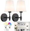 American-Style Wireless RGB Wall Lamp with Remote Control and Fabric Shade for Bedside, Living Room, or Stairwell